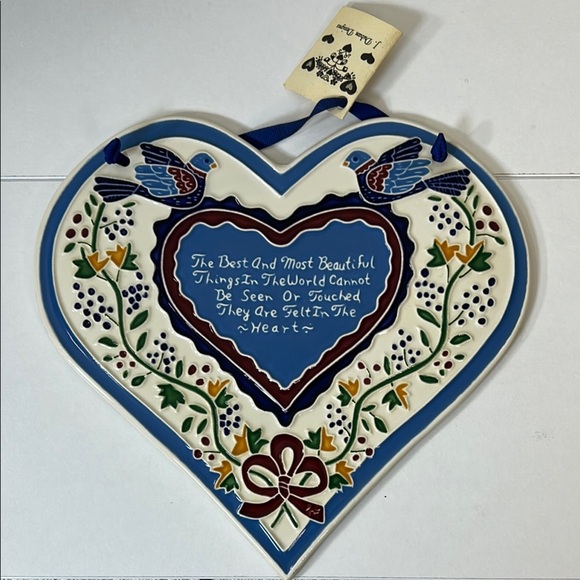 Jo Ann Duban Designs Handmade Ceramic Heart Plaque/Tile- Original Tag - Picture 2 of 8